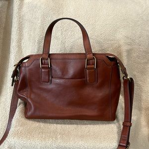 Brown cow-hide leather fossil handbag